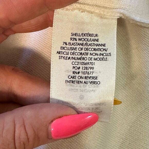 Alice + Olivia Wool Blend Daroda Pearl Bow Cardigan Sz XL - Picture 8 of 12